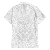 Tonga White Sunday Family Matching Puletasi Dress and Hawaiian Shirt Polynesian Plumeria Tribal Simple LT9 - Polynesian Pride