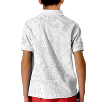 Tonga White Sunday Kid Polo Shirt Polynesian Plumeria Tribal Simple LT9 - Polynesian Pride
