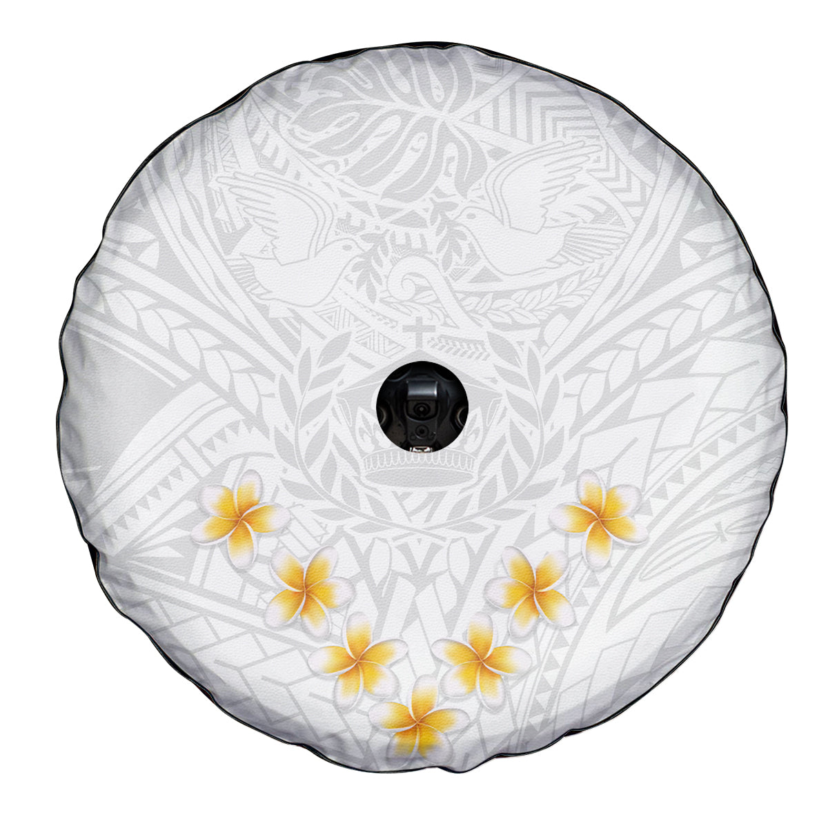 Tonga White Sunday Spare Tire Cover Polynesian Plumeria Tribal Simple LT9 - Polynesian Pride