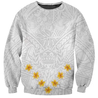 Tonga White Sunday Sweatshirt Polynesian Plumeria Tribal Simple LT9 Unisex White - Polynesian Pride