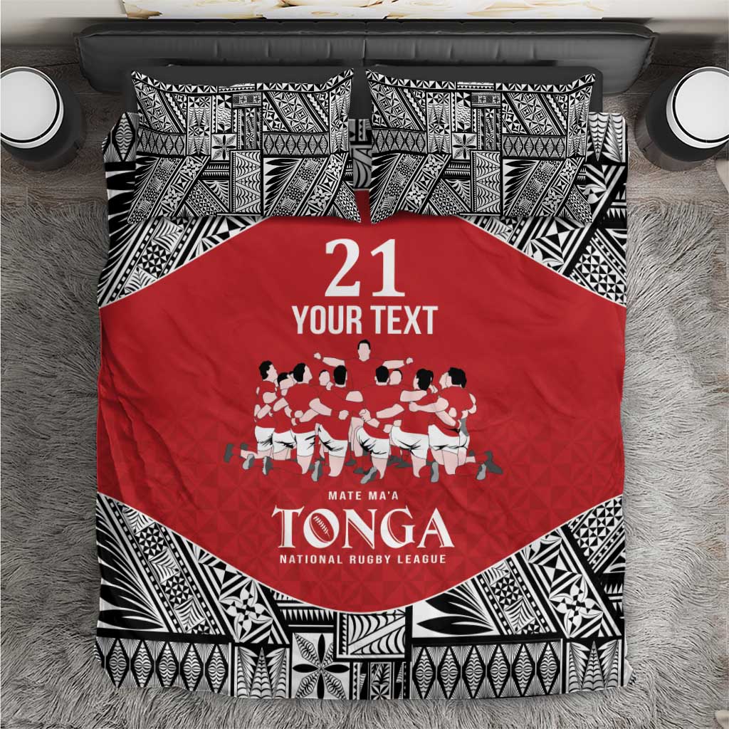 Custom Tonga Rugby Mate Ma'a Bedding Set Tonga XIII Make History Pacific Champions LT9 Red - Polynesian Pride