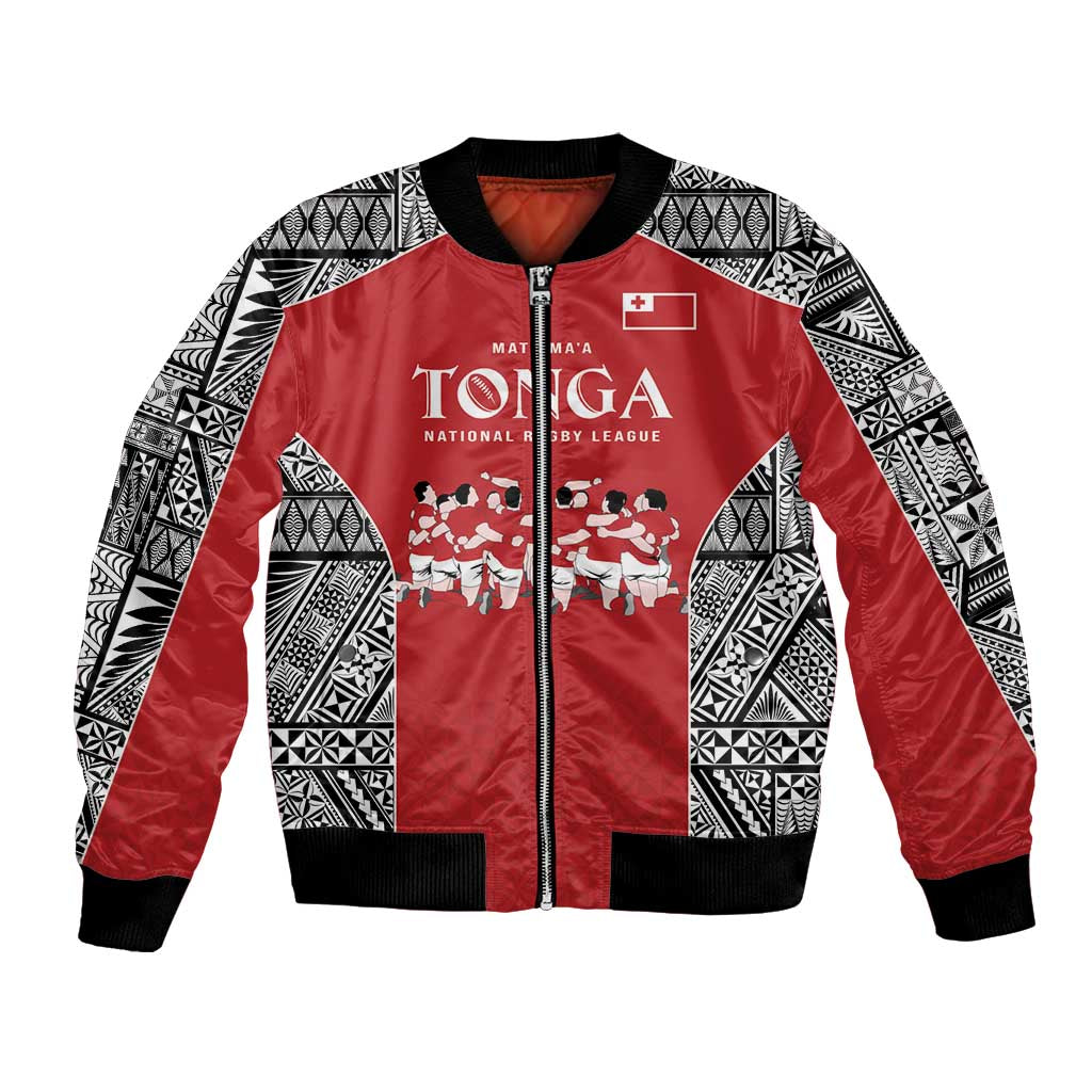 Custom Tonga Rugby Mate Ma'a Bomber Jacket Tonga XIII Make History Pacific Champions LT9 Unisex Red - Polynesian Pride