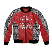 Custom Tonga Rugby Mate Ma'a Bomber Jacket Tonga XIII Make History Pacific Champions LT9 Unisex Red - Polynesian Pride