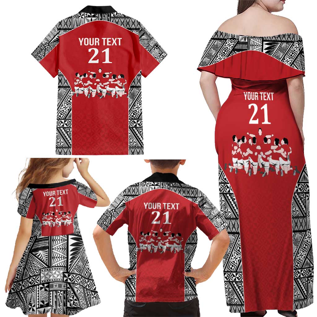 Custom Tonga Rugby Mate Ma'a Family Matching Off Shoulder Maxi Dress and Hawaiian Shirt Tonga XIII Make History Pacific Champions