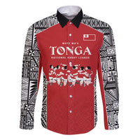 Custom Tonga Rugby Mate Ma'a Family Matching Short Sleeve Bodycon Dress and Hawaiian Shirt Tonga XIII Make History Pacific Champions LT9 Dad's Shirt - Long Sleeve Red - Polynesian Pride