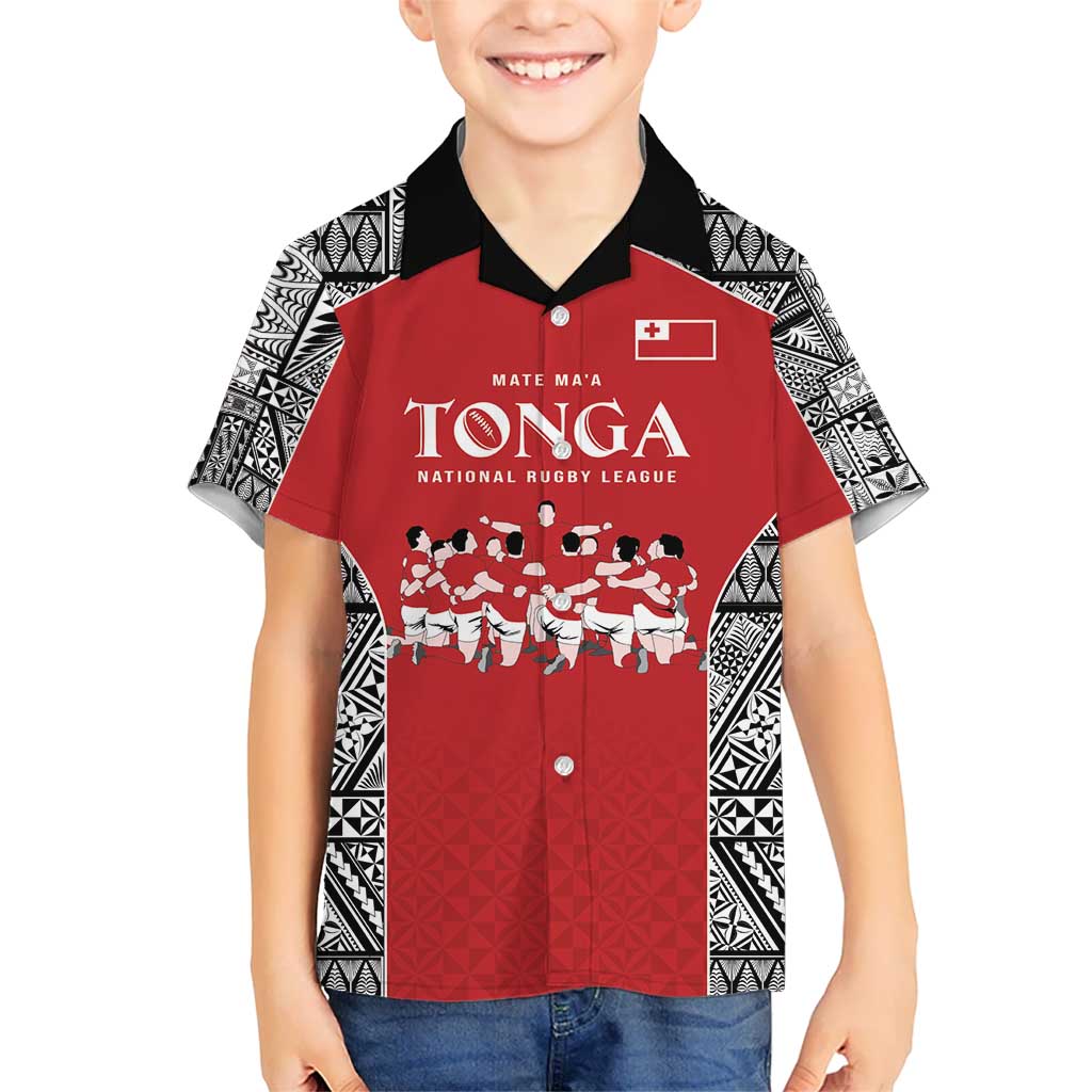 Custom Tonga Rugby Mate Ma'a Kid Hawaiian Shirt Tonga XIII Make History Pacific Champions LT9 Kid Red - Polynesian Pride
