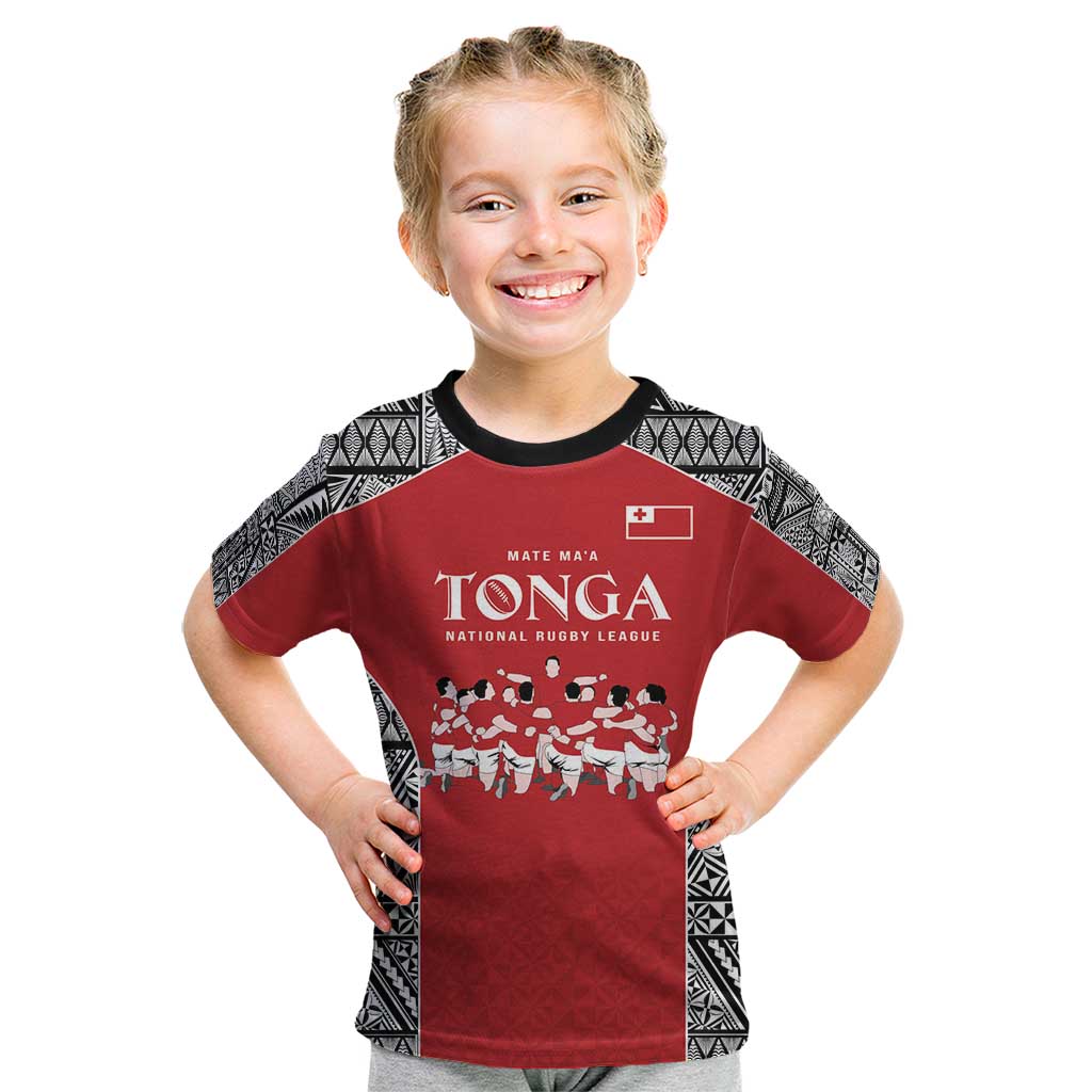 Custom Tonga Rugby Mate Ma'a Kid T Shirt Tonga XIII Make History Pacific Champions LT9 Red - Polynesian Pride