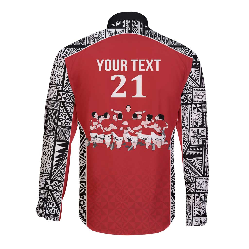 Custom Tonga Rugby Mate Ma'a Long Sleeve Button Shirt Tonga XIII Make History Pacific Champions LT9 - Polynesian Pride