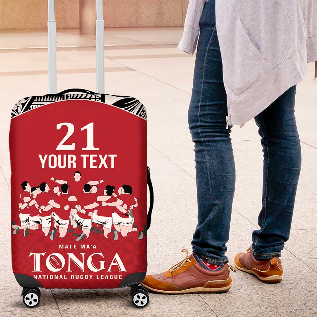 Custom Tonga Rugby Mate Ma'a Luggage Cover Tonga XIII Make History Pacific Champions LT9 Red - Polynesian Pride