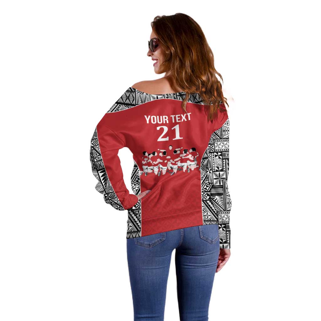 Custom Tonga Rugby Mate Ma'a Off Shoulder Sweater Tonga XIII Make History Pacific Champions