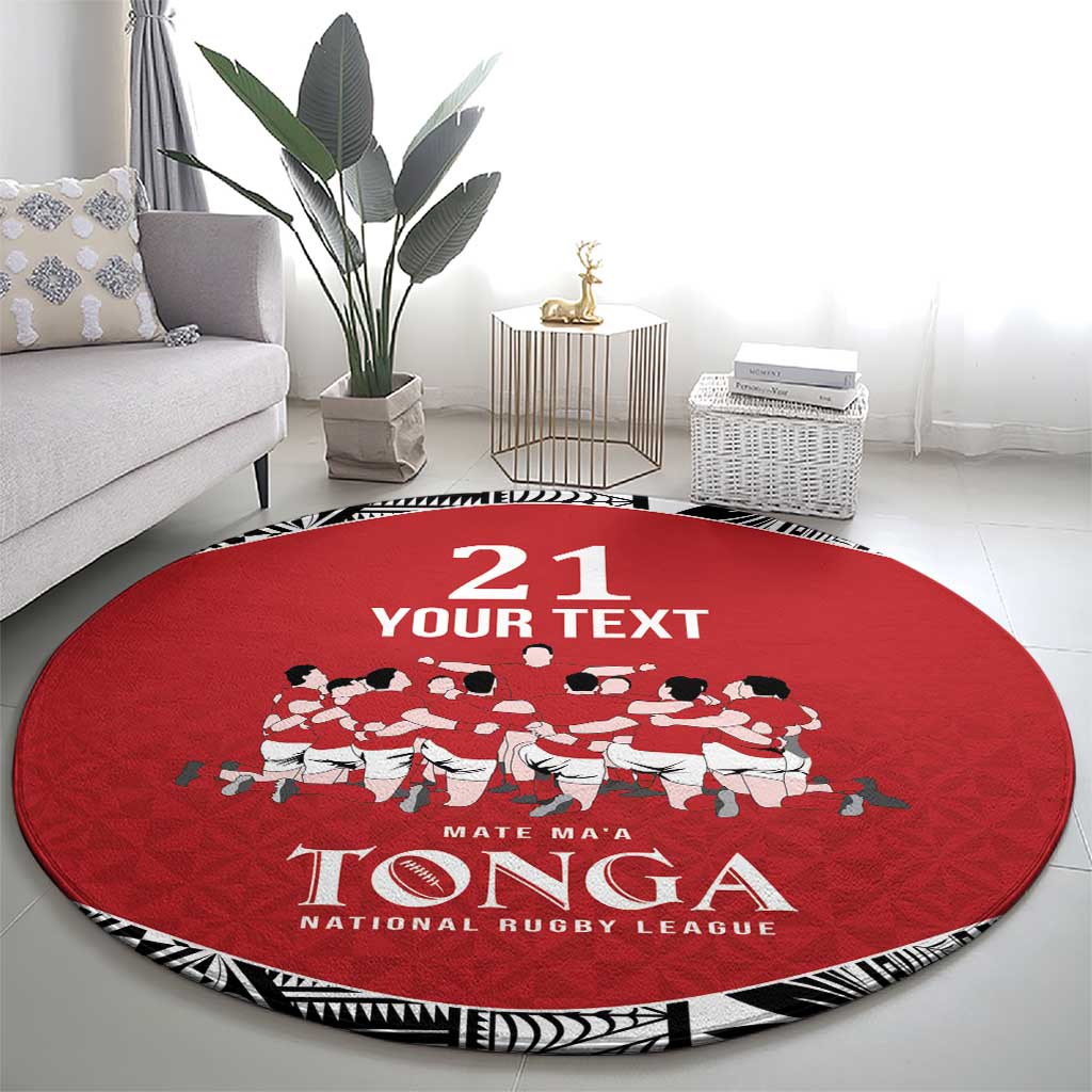 Custom Tonga Rugby Mate Ma'a Round Carpet Tonga XIII Make History Pacific Champions LT9 - Polynesian Pride