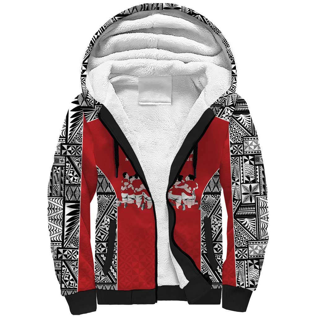 Custom Tonga Rugby Mate Ma'a Sherpa Hoodie Tonga XIII Make History Pacific Champions LT9 Unisex Red - Polynesian Pride
