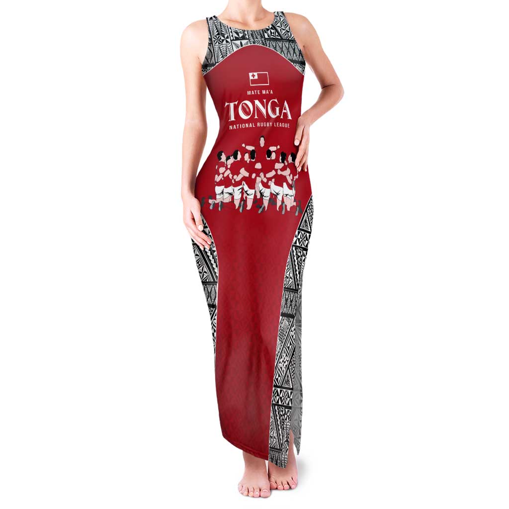Custom Tonga Rugby Mate Ma'a Tank Maxi Dress Tonga XIII Make History Pacific Champions LT9 Women Red - Polynesian Pride