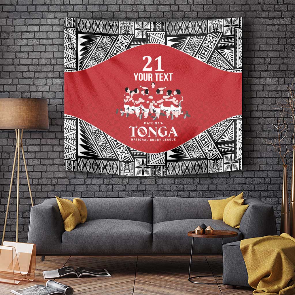 Custom Tonga Rugby Mate Ma'a Tapestry Tonga XIII Make History Pacific Champions LT9 Red - Polynesian Pride