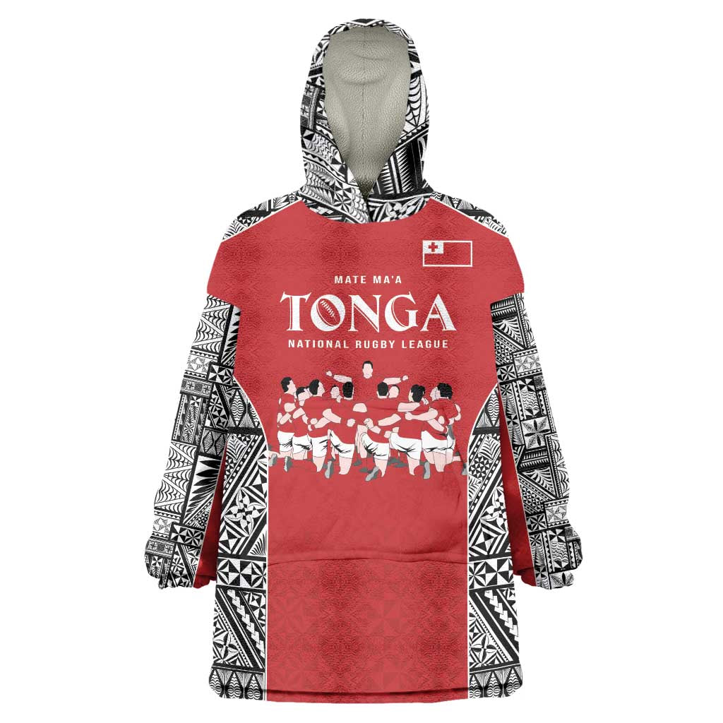 Custom Tonga Rugby Mate Ma'a Wearable Blanket Hoodie Tonga XIII Make History Pacific Champions LT9 One Size Red - Polynesian Pride