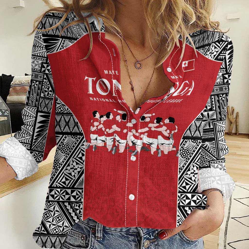 Custom Tonga Rugby Mate Ma'a Women Casual Shirt Tonga XIII Make History Pacific Champions LT9 Female Red - Polynesian Pride
