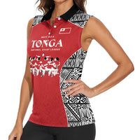 Custom Tonga Rugby Mate Ma'a Women Sleeveless Polo Shirt Tonga XIII Make History Pacific Champions