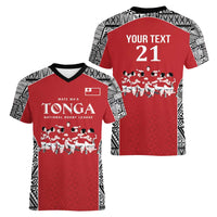 Custom Tonga Rugby Mate Ma'a Women V-Neck T-Shirt Tonga XIII Make History Pacific Champions