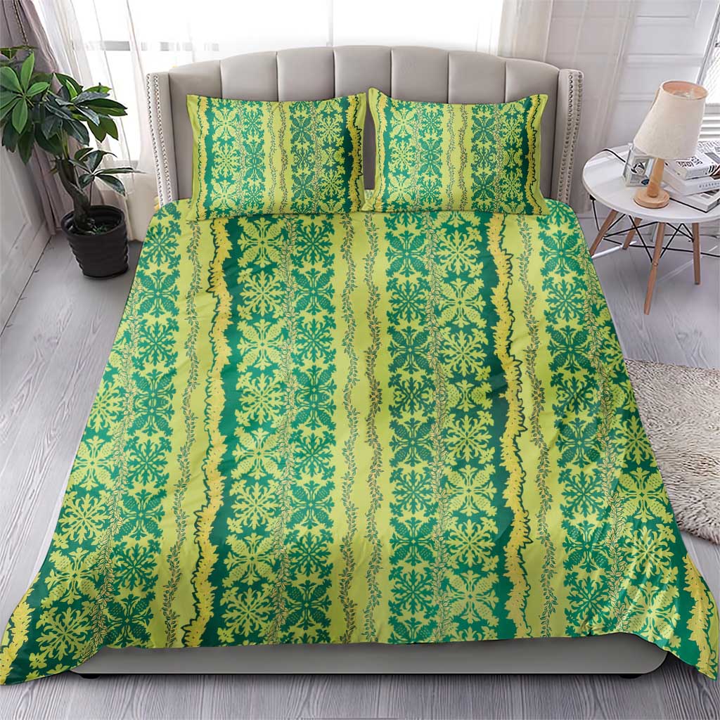 Hawaii Lei with Tribal Quilt Motif Bedding Set