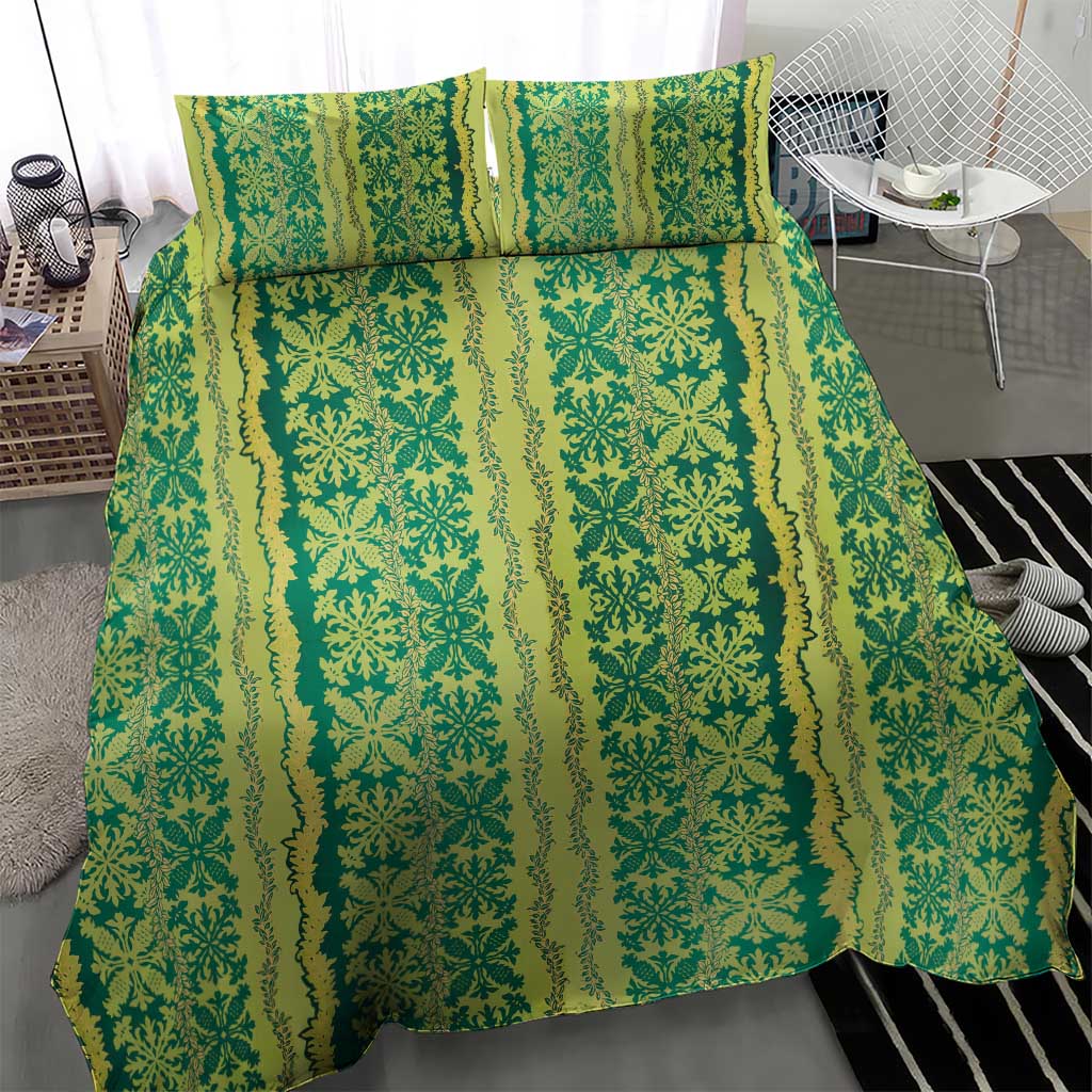 Hawaii Lei with Tribal Quilt Motif Bedding Set