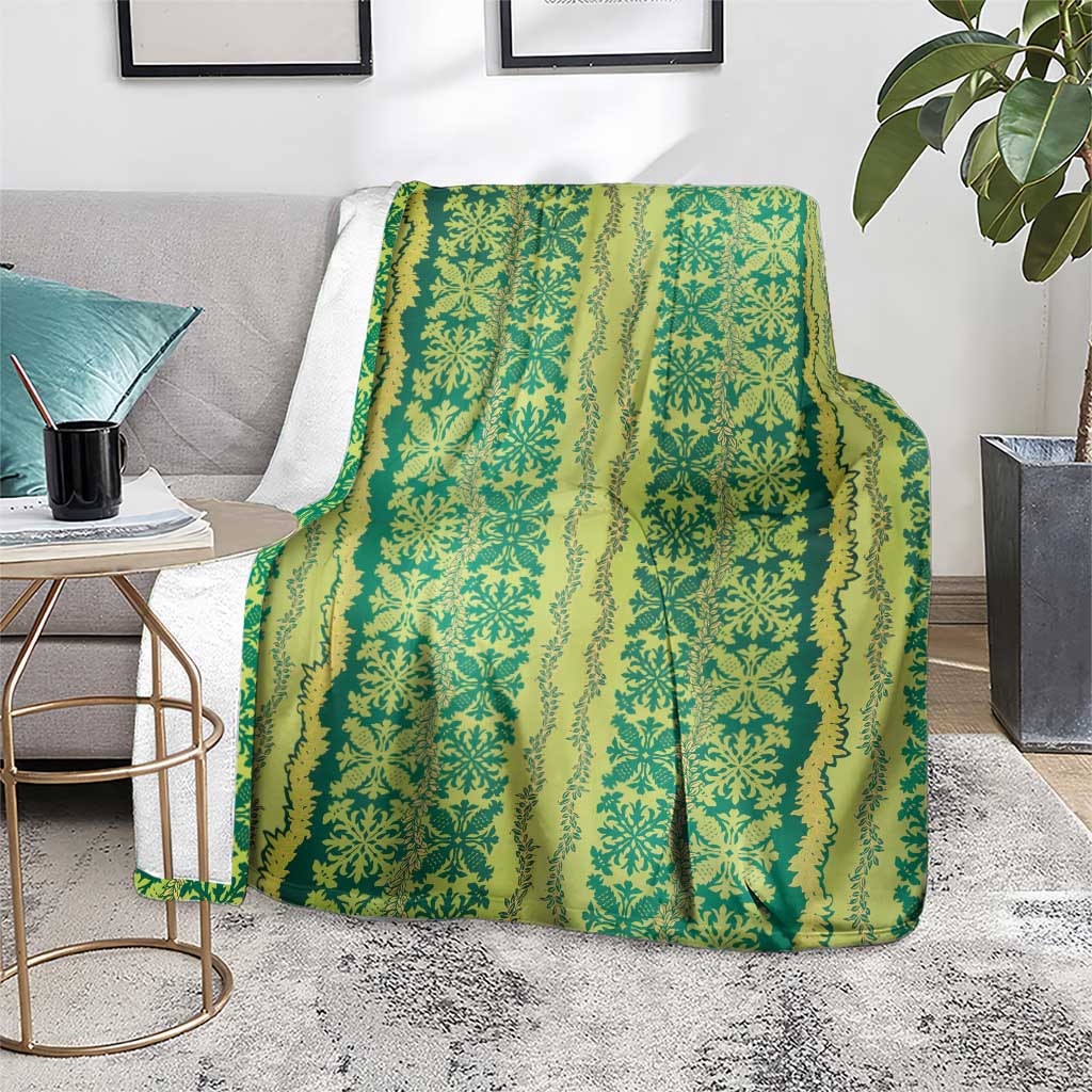 Hawaii Lei with Tribal Quilt Motif Blanket LT9 - Polynesian Pride