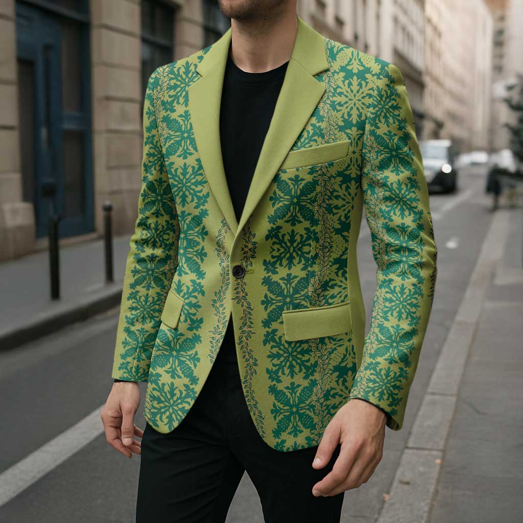 Hawaii Lei with Tribal Quilt Motif Blazer - Polynesian Pride