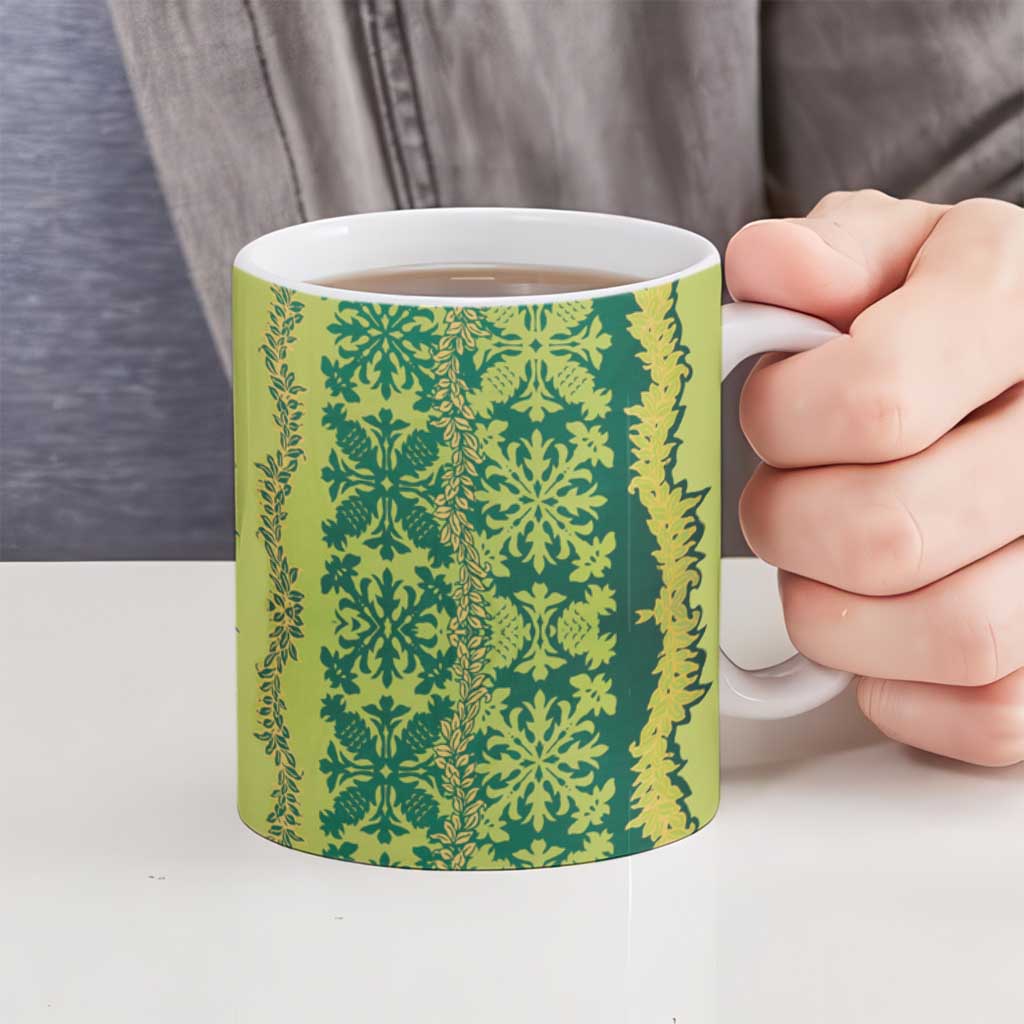 Hawaii Lei with Tribal Quilt Motif Ceramic Mug - Polynesian Pride
