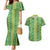 Hawaii Lei with Tribal Quilt Motif Couples Matching Mermaid Dress and Hawaiian Shirt