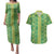 Hawaii Lei with Tribal Quilt Motif Couples Matching Puletasi and Hawaiian Shirt