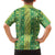 Hawaii Lei with Tribal Quilt Motif Family Matching Off The Shoulder Long Sleeve Dress and Hawaiian Shirt