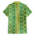 Hawaii Lei with Tribal Quilt Motif Family Matching Off The Shoulder Long Sleeve Dress and Hawaiian Shirt