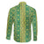 Hawaii Lei with Tribal Quilt Motif Family Matching Off The Shoulder Long Sleeve Dress and Hawaiian Shirt