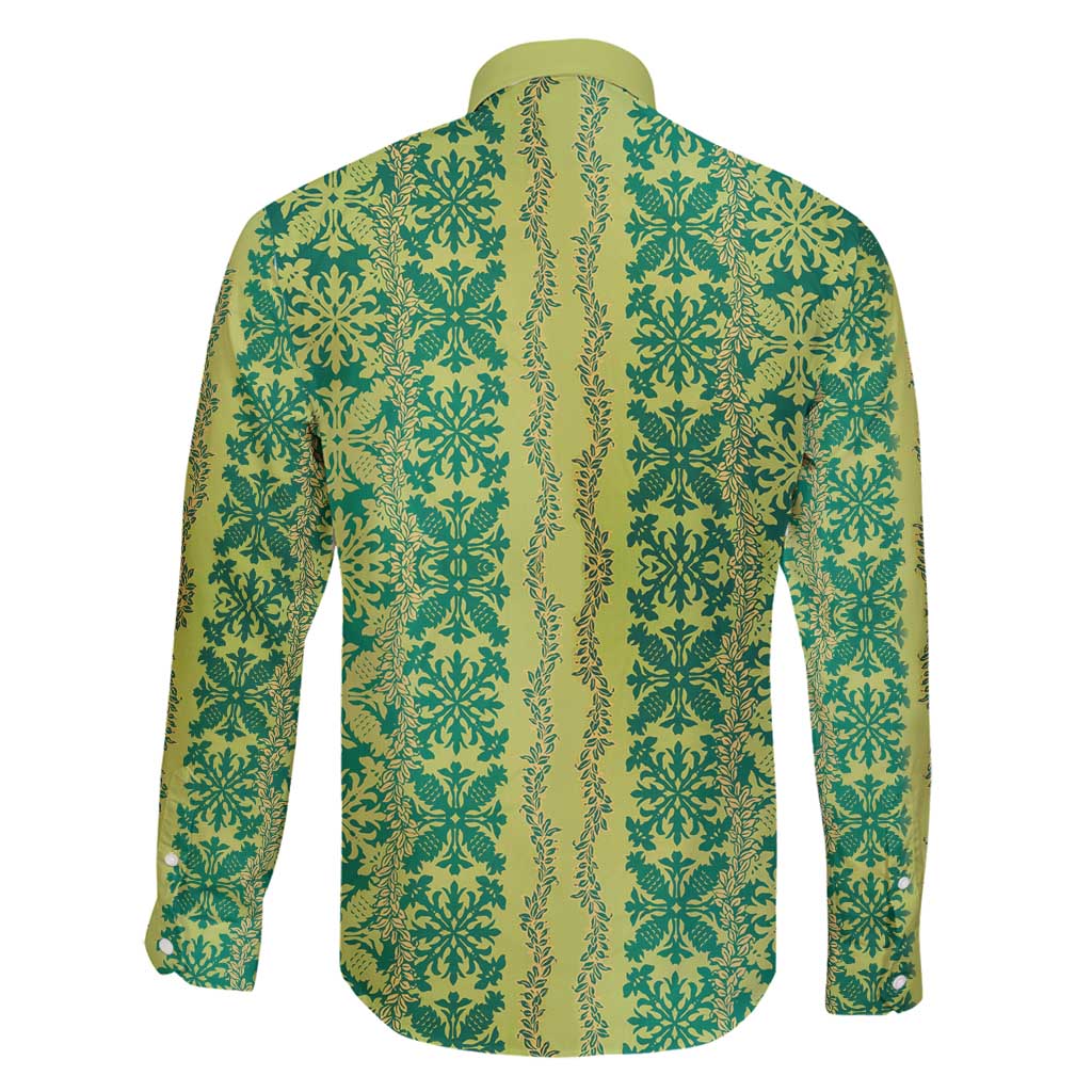 Hawaii Lei with Tribal Quilt Motif Family Matching Off Shoulder Maxi Dress and Hawaiian Shirt