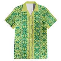 Hawaii Lei with Tribal Quilt Motif Family Matching Puletasi and Hawaiian Shirt