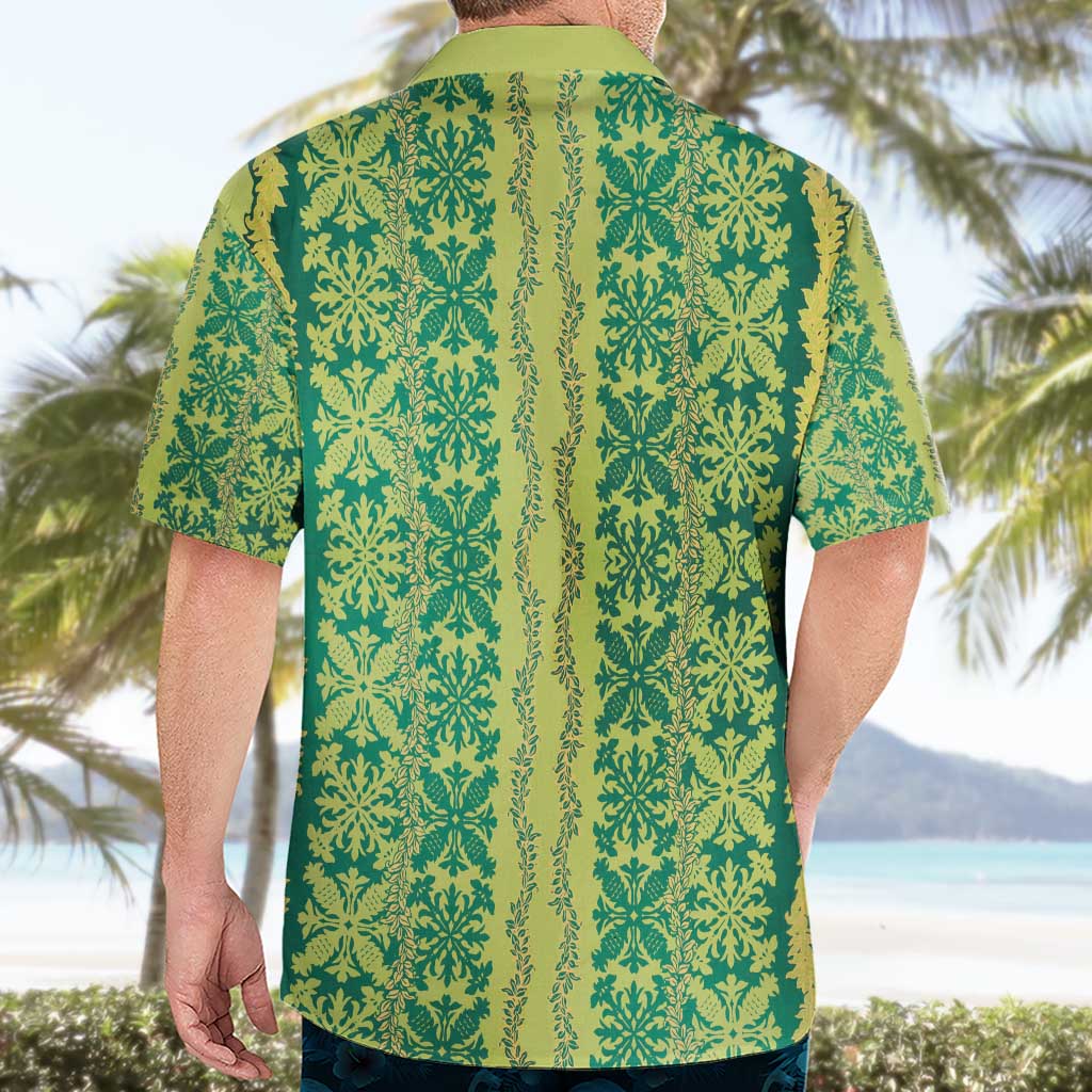 Hawaii Lei with Tribal Quilt Motif Hawaiian Shirt