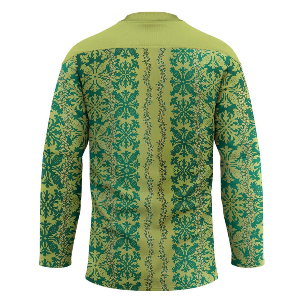 Hawaii Lei with Tribal Quilt Motif Hockey Jersey - Polynesian Pride