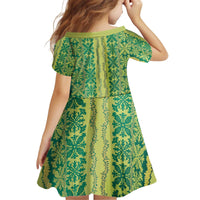 Hawaii Lei with Tribal Quilt Motif Kid Short Sleeve Dress