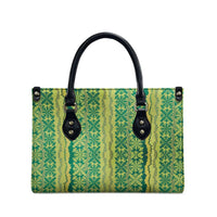 Hawaii Lei with Tribal Quilt Motif Leather Bag - Polynesian Pride