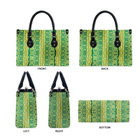 Hawaii Lei with Tribal Quilt Motif Leather Bag - Polynesian Pride