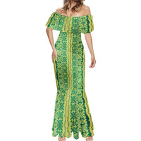 Hawaii Lei with Tribal Quilt Motif Mermaid Dress