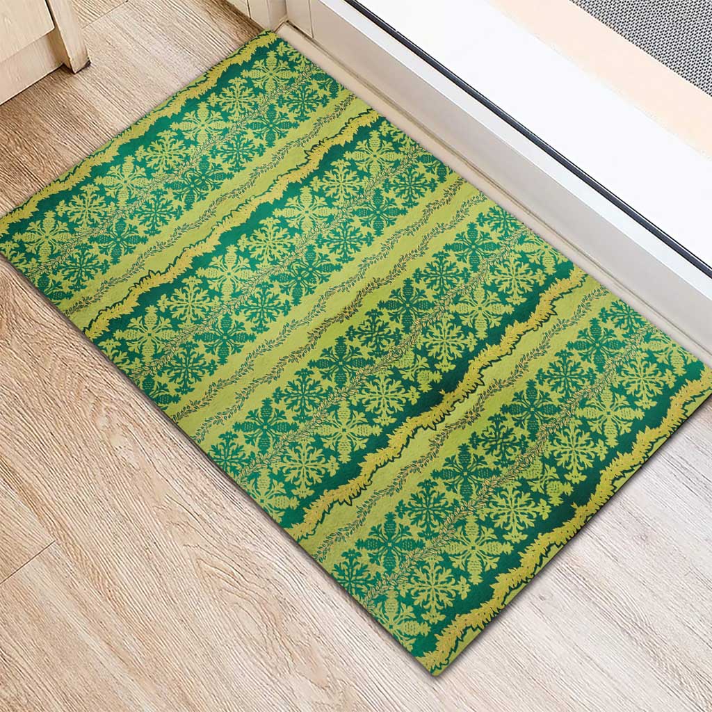 Hawaii Lei with Tribal Quilt Motif Rubber Doormat LT9 - Polynesian Pride