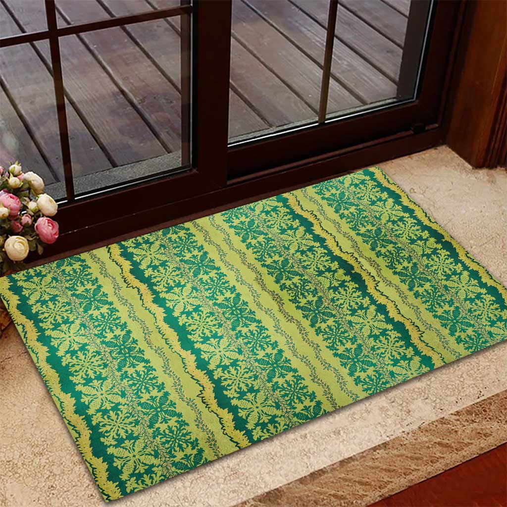 Hawaii Lei with Tribal Quilt Motif Rubber Doormat LT9 - Polynesian Pride