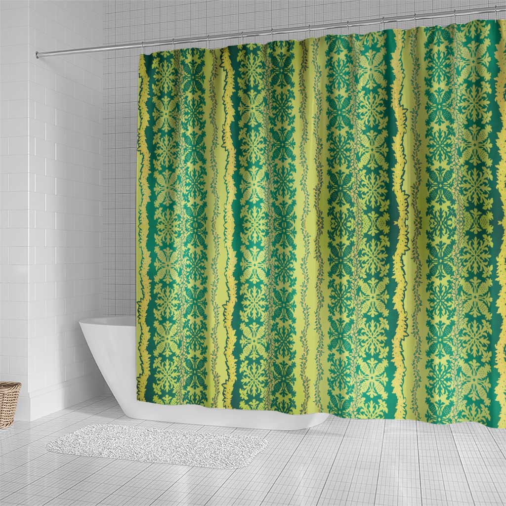 Hawaii Lei with Tribal Quilt Motif Shower Curtain LT9 - Polynesian Pride