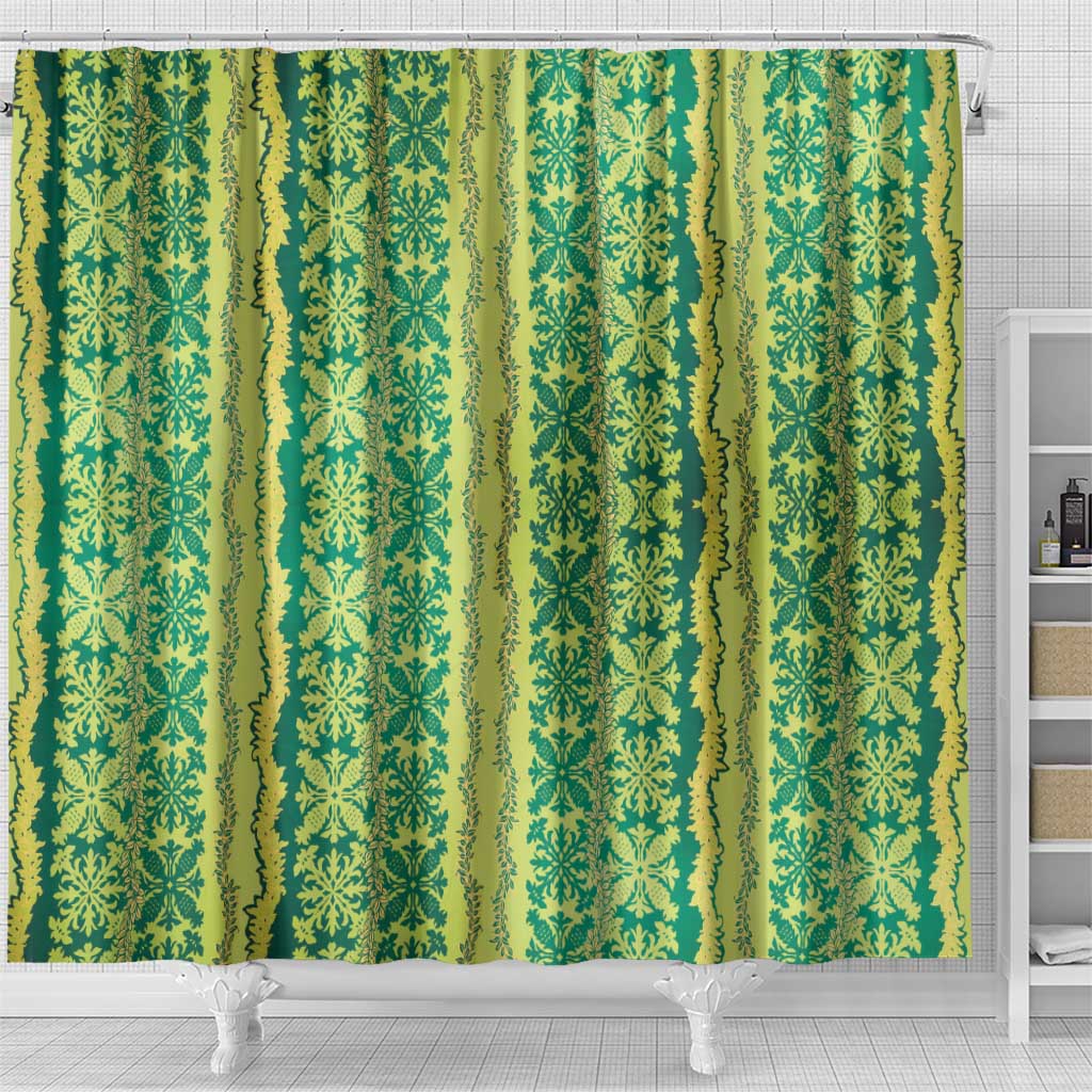 Hawaii Lei with Tribal Quilt Motif Shower Curtain LT9 - Polynesian Pride
