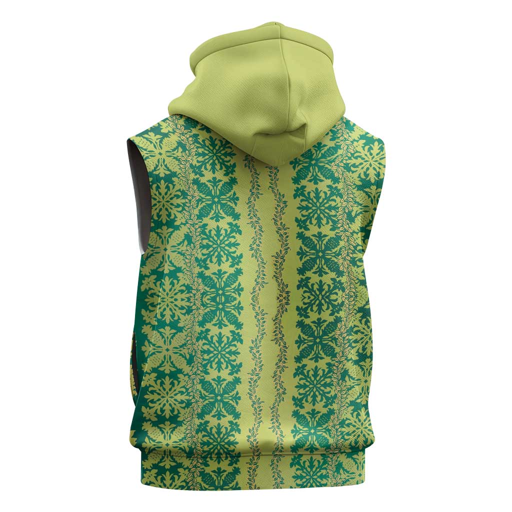 Hawaii Lei with Tribal Quilt Motif Sleeveless Hoodie LT9 - Polynesian Pride