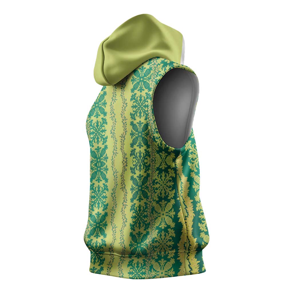 Hawaii Lei with Tribal Quilt Motif Sleeveless Hoodie LT9 - Polynesian Pride