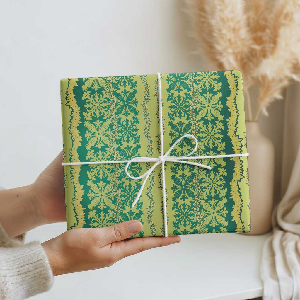 Hawaii Lei with Tribal Quilt Motif Wrapping Paper - Polynesian Pride