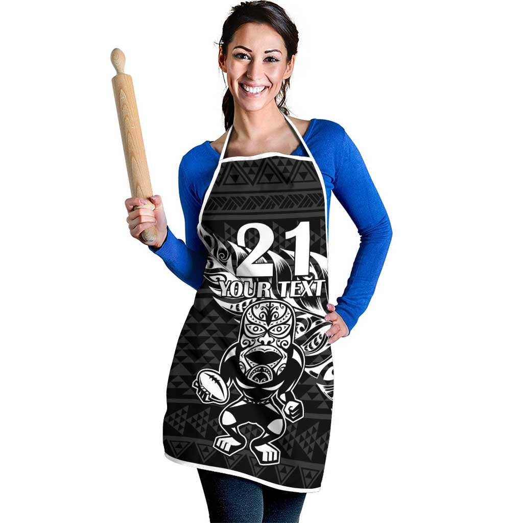 New Zealand Rugby Warrior Custom Apron Black Fern Taniko Motif - Polynesian Pride