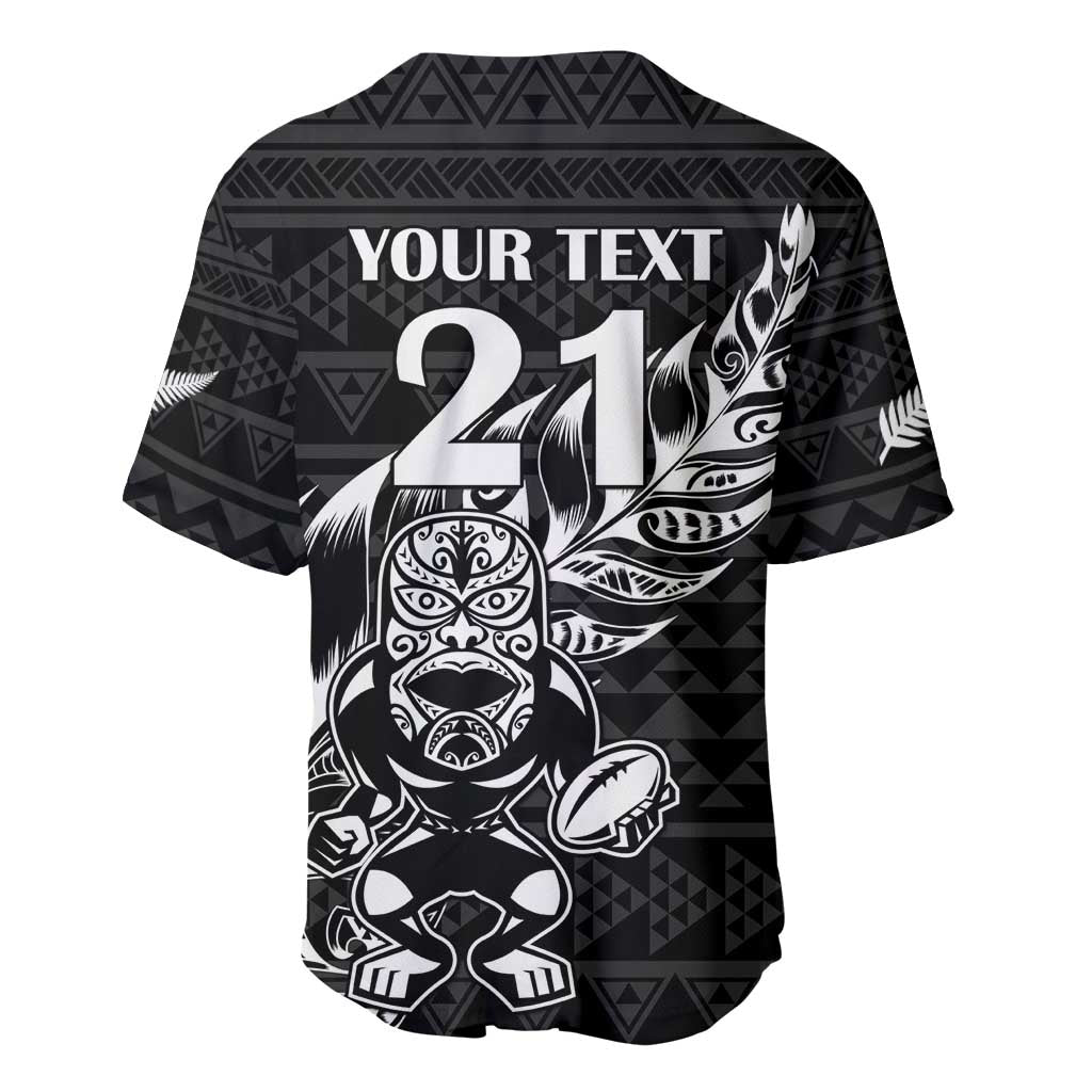 New Zealand Rugby Warrior Custom Baseball Jersey Black Fern Taniko Motif