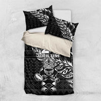 New Zealand Rugby Warrior Custom Bedding Set Black Fern Taniko Motif